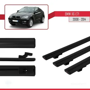 BMW X6 (E71) 2008-2014 Arası ile uyumlu Basic Model Ara Atkı Tavan Barı SİYAH 3 ADET thumb 3