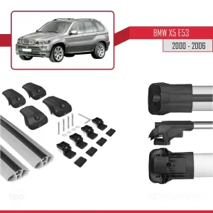 BMW X5 2000-2006 (E53) Arası ile uyumlu ACE-1 Ara Atkı Tavan Barı GRİ thumb 5