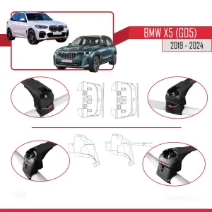 BMW X5 (G05) 2019 ve Sonrası ile Uyumlu ACE-2 Ara Atkı Tavan Barı SİYAH - Görsel 5