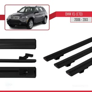 BMW X5 (E70) 2006-2013 Arası ile uyumlu Basic Model Ara Atkı Tavan Barı SİYAH 3 ADET thumb 3