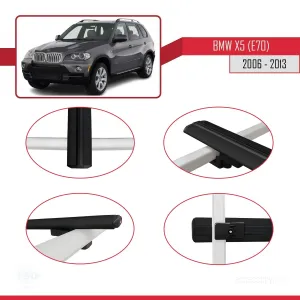 BMW X5 (E70) 2006-2013 Arası ile uyumlu Basic Model Ara Atkı Tavan Barı SİYAH 3 ADET thumb 4