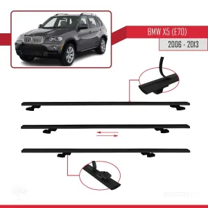 BMW X5 (E70) 2006-2013 Arası ile uyumlu Basic Model Ara Atkı Tavan Barı SİYAH 3 ADET thumb 5