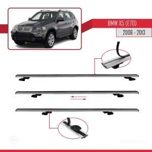 BMW X5 (E70) 2006-2013 Arası ile uyumlu Basic Model Ara Atkı Tavan Barı GRİ 3 ADET thumb 5