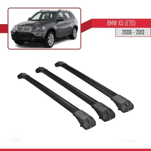 BMW X5 (E70) 2006-2013 Arası ile uyumlu ACE-1 Ara Atkı Tavan Barı SİYAH 3 ADET BAR - Görsel 3