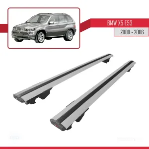 BMW X5 (E53) 2000-2006 Arası ile uyumlu HOOK Model Anahtar Kilitli Ara Atkı Tavan Barı GRİ - Görsel 4
