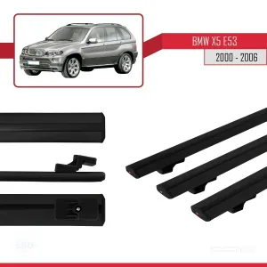 BMW X5 (E53) 2000-2006 Arası ile uyumlu Basic Model Ara Atkı Tavan Barı SİYAH 3 ADET - Görsel 3