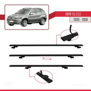 BMW X5 (E53) 2000-2006 Arası ile uyumlu Basic Model Ara Atkı Tavan Barı SİYAH 3 ADET - Görsel 5