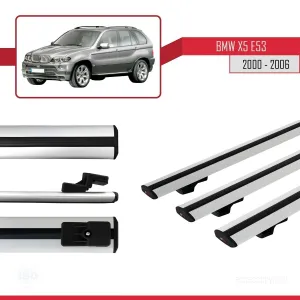 BMW X5 (E53) 2000-2006 Arası ile uyumlu Basic Model Ara Atkı Tavan Barı GRİ 3 ADET thumb 3