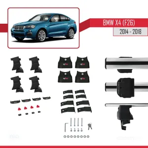 BMW X4 (F26) 2014-2018 Arası ile uyumlu ACE-4 Ara Atkı Tavan Barı GRİ thumb 4