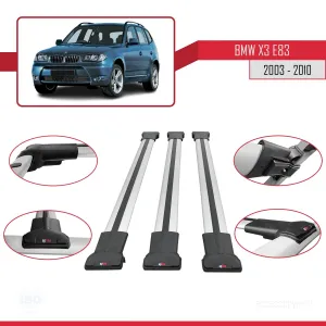 BMW X3 E83 2003-2010 Arası ile uyumlu FLY Model Ara Atkı Tavan Barı GRİ 3 ADET BAR - Görsel 5