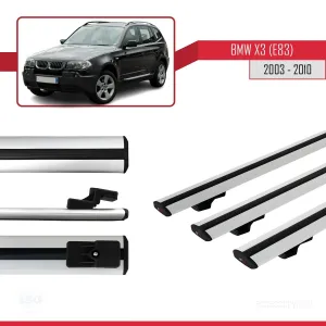 BMW X3 E83 2003-2010 Arası ile uyumlu Basic Model Ara Atkı Tavan Barı GRİ 3 ADET - Görsel 3