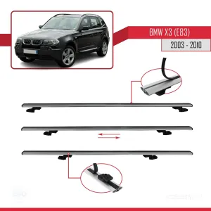 BMW X3 E83 2003-2010 Arası ile uyumlu Basic Model Ara Atkı Tavan Barı GRİ 3 ADET - Görsel 5