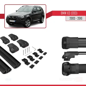 BMW X3 E83 2003-2010 Arası ile uyumlu ACE-1 Ara Atkı Tavan Barı SİYAH thumb 5