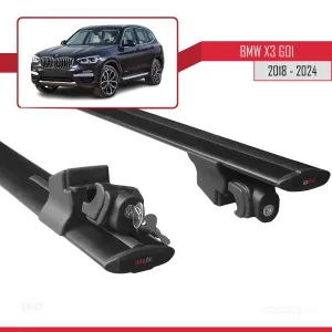 BMW X3 (G01) 2018 ve Sonrası ile uyumlu HOOK Model Anahtar Kilitli Ara Atkı Tavan Barı SİYAH thumb 5