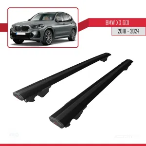 BMW X3 (G01) 2018 ve Sonrası ile uyumlu HOOK Model Anahtar Kilitli Ara Atkı Tavan Barı SİYAH thumb 4