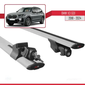 BMW X3 (G01) 2018 ve Sonrası ile uyumlu HOOK Model Anahtar Kilitli Ara Atkı Tavan Barı GRİ thumb 5