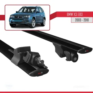 BMW X3 (E83) 2003-2010 Arası ile uyumlu HOOK Model Anahtar Kilitli Ara Atkı Tavan Barı SİYAH - Görsel 5