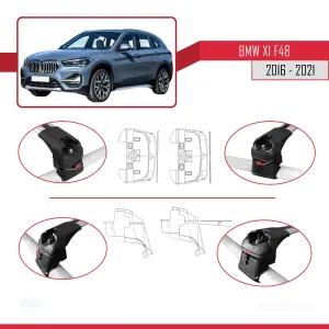 BMW X1 F48 2016-2022 Arası ile uyumlu ACE-2 Ara Atkı Tavan Barı GRİ thumb 5