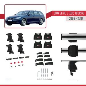 BMW 5 Serisi 2003-2010 (E61) Serie 5 (E61) Touring Arası ile uyumlu ACE-4 Ara Atkı Tavan Barı GRİ - Görsel 4