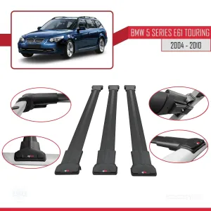 BMW 5 Serisi (E61) TOURING 2004-2010 Arası ile Uyumlu FLY Model Ara Atkı Tavan Barı SİYAH 3 ADET BAR - Görsel 5
