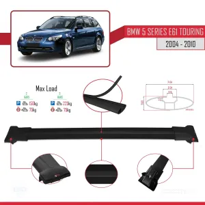 BMW 5 Serisi (E61) TOURING 2004-2010 Arası ile uyumlu FLY Model Ara Atkı Tavan Barı SİYAH - Görsel 4
