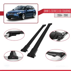 BMW 5 Serisi (E61) TOURING 2004-2010 Arası ile uyumlu FLY Model Ara Atkı Tavan Barı SİYAH - Görsel 5