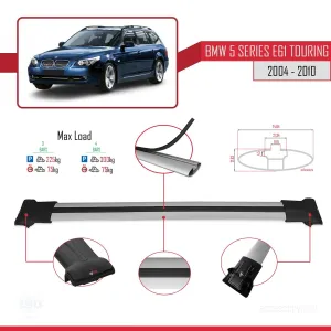 BMW 5 Serisi (E61) TOURING 2004-2010 Arası ile Uyumlu FLY Model Ara Atkı Tavan Barı GRİ 3 ADET BAR - Görsel 4