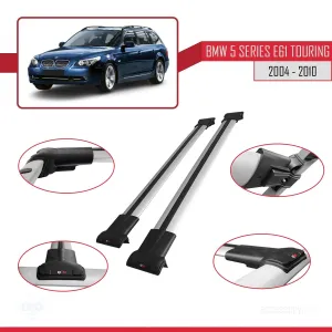 BMW 5 Serisi (E61) TOURING 2004-2010 Arası ile uyumlu FLY Model Ara Atkı Tavan Barı GRİ thumb 5