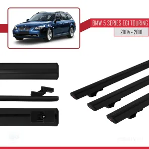 BMW 5 Serisi (E61) TOURING 2004-2010 Arası ile uyumlu Basic Model Ara Atkı Tavan Barı SİYAH 3 ADET - Görsel 3