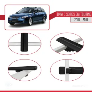 BMW 5 Serisi (E61) TOURING 2004-2010 Arası ile uyumlu Basic Model Ara Atkı Tavan Barı SİYAH 3 ADET - Görsel 4