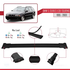BMW 5 Serisi (E39) TOURING 1995-2003 Arası ile uyumlu FLY Model Ara Atkı Tavan Barı SİYAH - Görsel 4