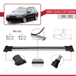 BMW 5 Serisi (E39) TOURING 1995-2003 Arası ile uyumlu FLY Model Ara Atkı Tavan Barı GRİ - Görsel 4