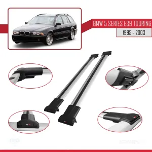 BMW 5 Serisi (E39) TOURING 1995-2003 Arası ile uyumlu FLY Model Ara Atkı Tavan Barı GRİ - Görsel 5