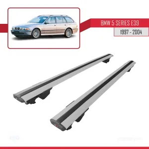BMW 5 Serisi (E39) 1997-2004 Arası ile uyumlu HOOK Model Anahtar Kilitli Ara Atkı Tavan Barı GRİ thumb 4