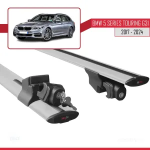 Bmw 5 Series Touring (G31) 2017 ve Sonrası ile uyumlu HOOK Model Anahtar Kilitli Ara Atkı Tavan Barı GRİ thumb 5