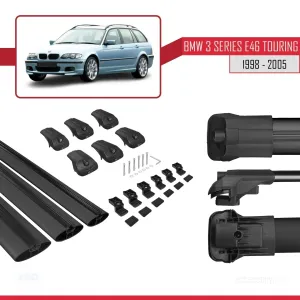 BMW 3 Serisi (E46) TOURING 1998-2005 Arası ile uyumlu ACE-1 Ara Atkı Tavan Barı SİYAH 3 ADET BAR thumb 5