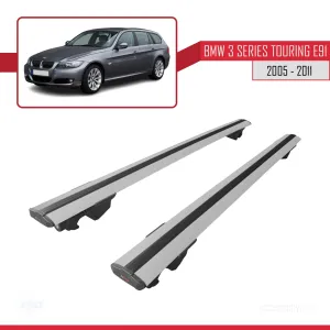 Bmw 3 Series Touring (E91) 2005-2011 Arası ile uyumlu HOOK Model Anahtar Kilitli Ara Atkı Tavan Barı GRİ thumb 4