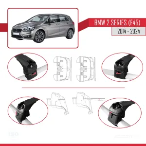 BMW 2 Serisi Active Tourer (F45) 2014 ve Sonrası ile uyumlu ACE-2 Ara Atkı Tavan Barı SİYAH thumb 4