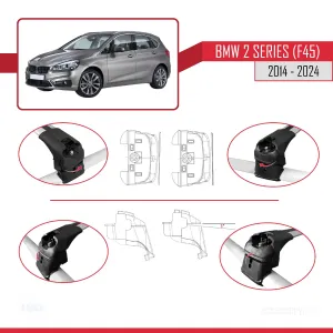 BMW 2 Serisi Active Tourer (F45) 2014 ve Sonrası ile uyumlu ACE-2 Ara Atkı Tavan Barı GRİ thumb 4