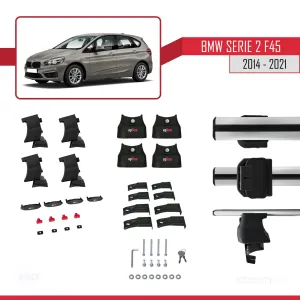 BMW 2 Serisi (F45) Active Tourer 2014-2021 Arası ile uyumlu ACE-4 Ara Atkı Tavan Barı GRİ thumb 4