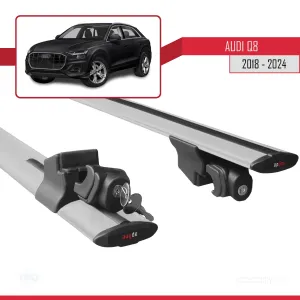 Audi Q8 (F1) 2018 ve Sonrası ile uyumlu HOOK Model Anahtar Kilitli Ara Atkı Tavan Barı GRİ thumb 5