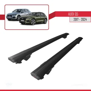Audi Q5 2017-2024 (FY) ile uyumlu HOOK Model Anahtar Kilitli Ara Atkı Tavan Barı SİYAH - Görsel 4
