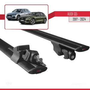 Audi Q5 2017-2024 (FY) ile uyumlu HOOK Model Anahtar Kilitli Ara Atkı Tavan Barı SİYAH - Görsel 5