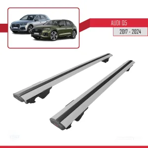 Audi Q5 2017-2024 (FY) ile uyumlu HOOK Model Anahtar Kilitli Ara Atkı Tavan Barı GRİ - Görsel 4