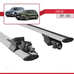Audi Q5 2017-2024 (FY) ile uyumlu HOOK Model Anahtar Kilitli Ara Atkı Tavan Barı GRİ - Görsel 5