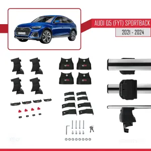 Audi Q5 (FYT) Sportback 2021 ve Sonrası ile uyumlu ACE-4 Ara Atkı Tavan Barı GRİ thumb 5