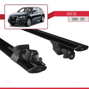 Audi Q5 (8R) 2009-2017 Arası ile uyumlu HOOK Model Anahtar Kilitli Ara Atkı Tavan Barı SİYAH thumb 5