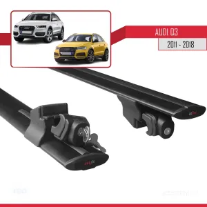 Audi Q3 2011-2018 Arası ile uyumlu HOOK Model Anahtar Kilitli Ara Atkı Tavan Barı SİYAH - Görsel 5