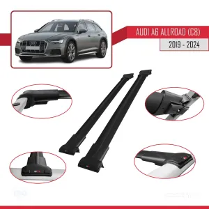 Audi A6 (C8) Allroad 2019 ve Sonrası ile Uyumlu FLY Model Ara Atkı Tavan Barı SİYAH - Görsel 5