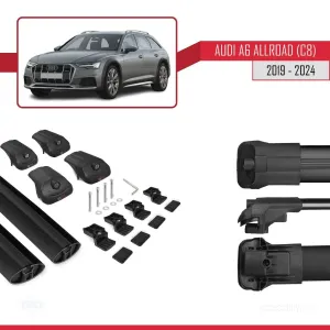 Audi A6 (C8) Allroad 2019 ve Sonrası ile uyumlu ACE-1 Ara Atkı Tavan Barı SİYAH thumb 5
